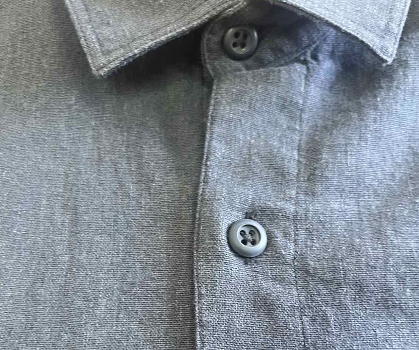 Chambray shirt collar and button placket